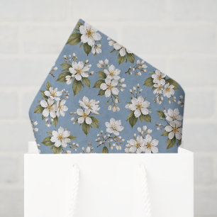 Elegant Blue Floral Blossom Tissue Paper