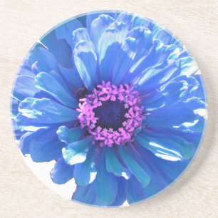 Elegant blue floral blue daisy coaster