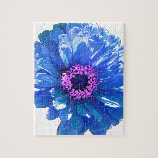 Elegant blue floral blue daisy jigsaw puzzle (Vertical)