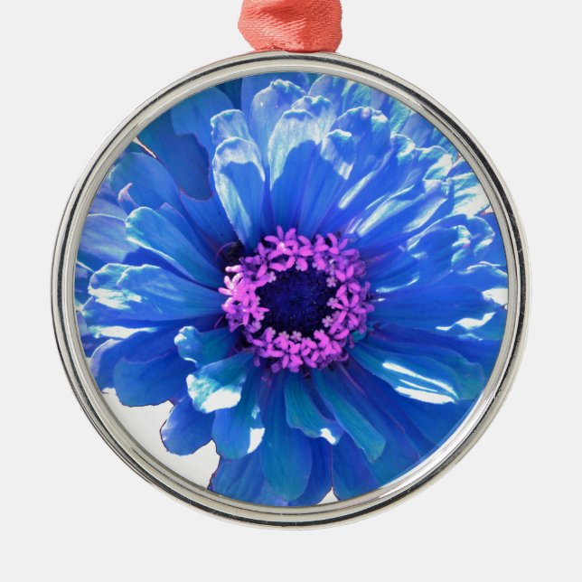 Elegant blue floral blue daisy metal tree decoration (Front)
