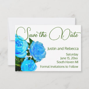 elegant blue floral blue roses blue flowers save the date