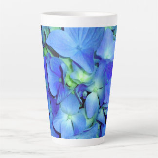 Elegant blue floral blue roses blue hydrangeas latte mug