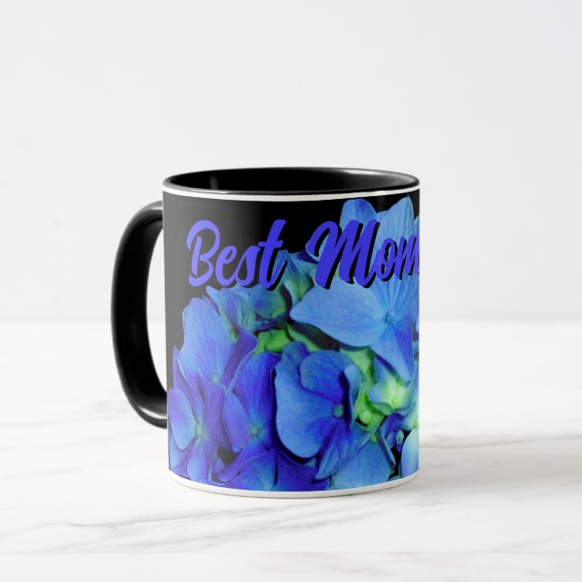 Elegant blue floral blue roses blue hydrangeas  mug (Front Left)