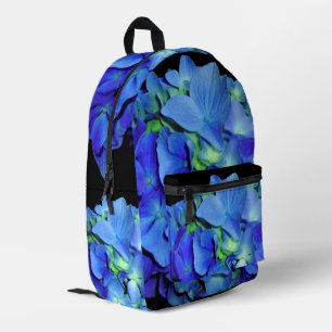 Elegant blue floral blue roses blue hydrangeas printed backpack