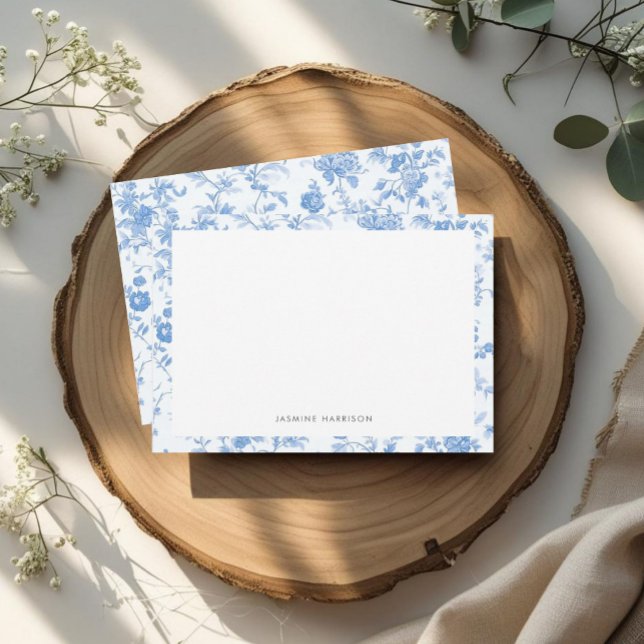 Elegant Blue Floral Border French Toile de Jouy Card (Creator Uploaded)