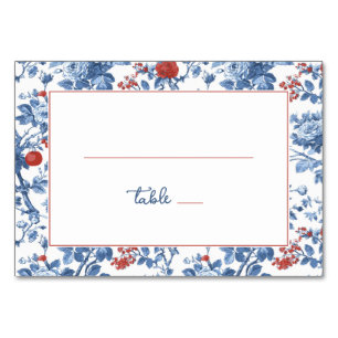 Elegant Blue Floral Border Table Number