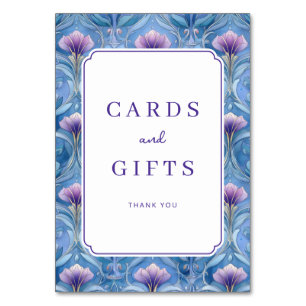 Elegant Blue Floral Border Table Number