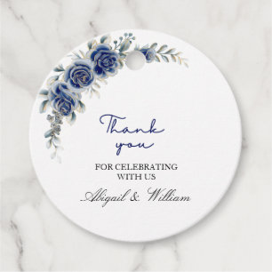 Elegant Blue Floral & Botanical Wedding Favor Tags