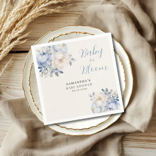 Elegant Blue Floral Boy Baby In Bloom Shower  Napkin
