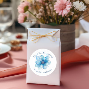 Elegant Blue Floral Bridal Shower Thank You Classic Round Sticker