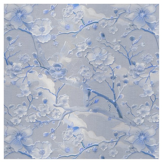 Elegant blue floral cloisonne fabric (Close Up)