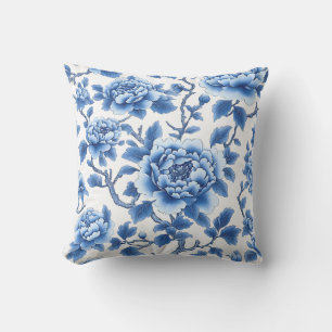 Elegant Blue Floral Cushion