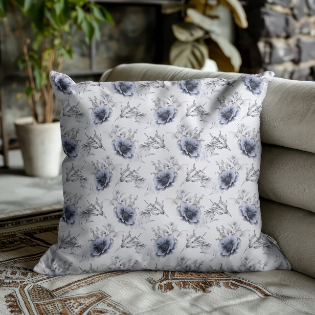 Elegant Blue Floral Cushion (Creator Uploaded)