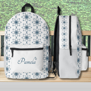 Elegant Blue Floral Design Backpack