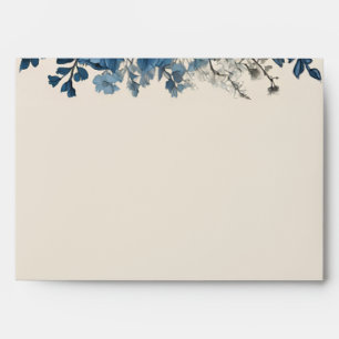 Elegant Blue Floral Design with Cream Background Envelope
