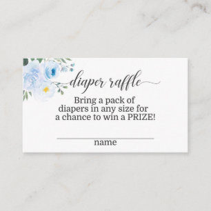 Elegant Blue Floral Diaper Raffle Card