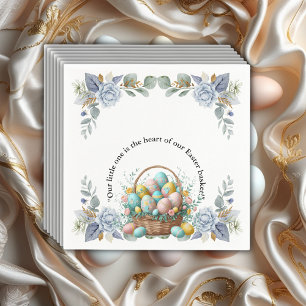 Elegant Blue Floral Easter Egg Basket Baby Shower Napkin