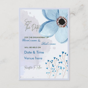 Elegant Blue Floral Engagement Save the Date  Invitation