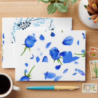 Elegant blue floral envelope