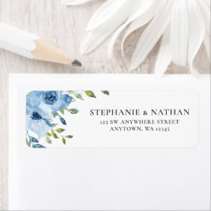 Elegant Blue Floral Greenery Return Address