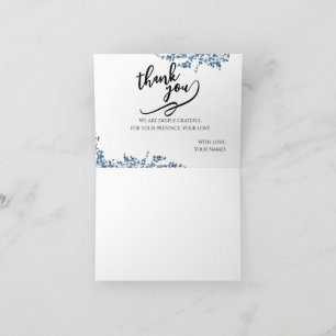 Elegant Blue Floral Greeting Thank You Card