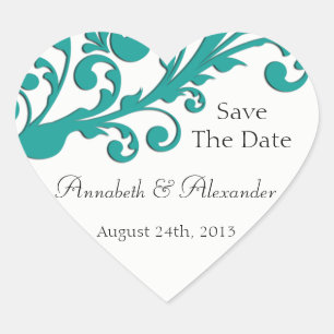 Elegant Blue Floral Heart Sticker