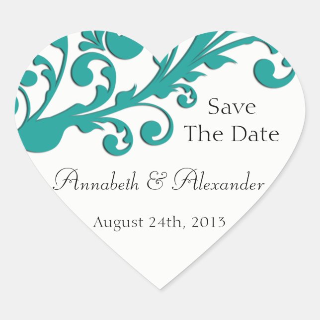 Elegant Blue Floral Heart Sticker (Front)