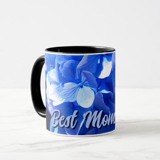 Elegant blue floral hydrangeas Best Mum Ever Mug (Front Left)