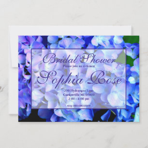 Elegant blue floral hydrangeas bridal shower invitation