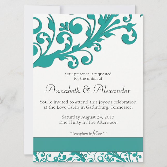 Elegant Blue Floral Invitation (Front)