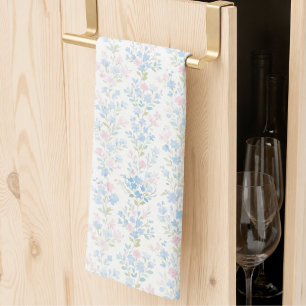 Elegant Blue Floral Kitchen Towels