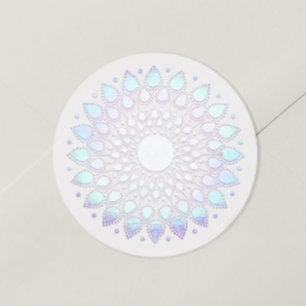 Elegant Blue Floral  Lotus Mandala Classic Round Sticker