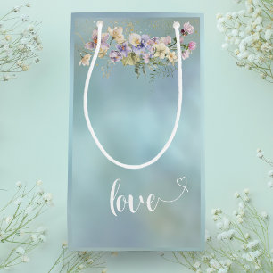 Elegant Blue Floral Love Gift Bag