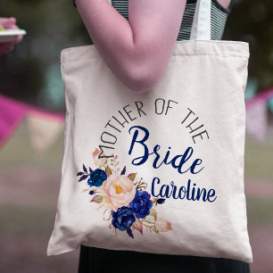 Elegant Blue Floral Mother Of The Bride Tote Bag