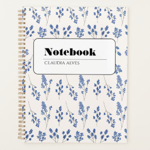 Elegant Blue Floral Notebook Planner