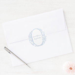 Elegant Blue Floral Open House Wedding Reception I Classic Round Sticker