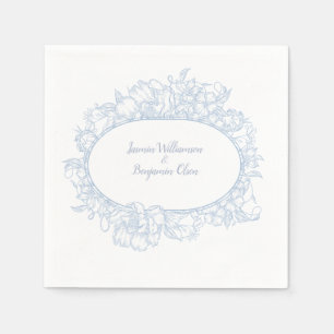 Elegant Blue Floral Open House Wedding Reception I Napkin