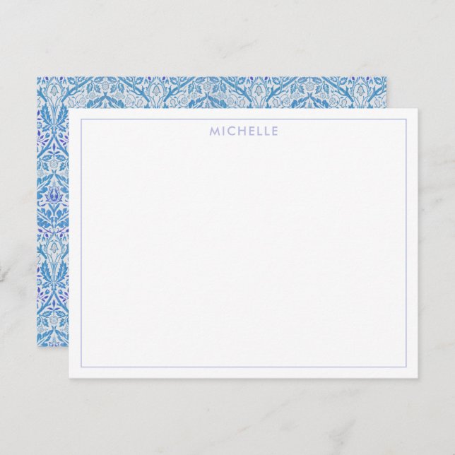 Elegant Blue Floral Pattern Card (Front/Back)