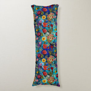 Elegant blue Floral pattern monogram Body Cushion