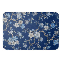 Elegant Blue Floral Pattern Throw Blanket
