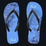 Elegant Blue Floral Pattern Wedding Bride Jandals<br><div class="desc">Featuring line illustration of floral pattern on the blue background, these elegant flip flops are a pretty something blue idea for your wedding. They will add a stylish dose of glam to your wedding day, bachelorette party, or other celebration. ♥Customise it with your wording by using the template fields. ♥ If you want...</div>