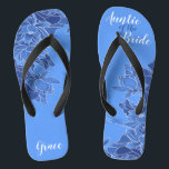 Elegant Blue Floral Pattern Wedding Flip Flops<br><div class="desc">Featuring line illustration of floral pattern on the blue background, these elegant flip flops are a memorable gift for wedding party members: bride, bridesmaids, mother/auntie of the bride, maid of honour... They will add a stylish dose of glam to your wedding day, bachelorette party, or other celebration. ♥Customise it with your wording by...</div>