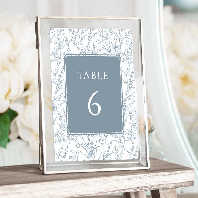 Elegant blue floral pattern wedding table numbers (Creator Uploaded)