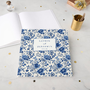 Elegant Blue Floral Porcelain Guest Book