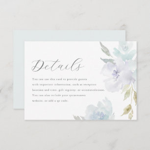 Elegant Blue Floral Quinceanera Guest Details RSVP Card