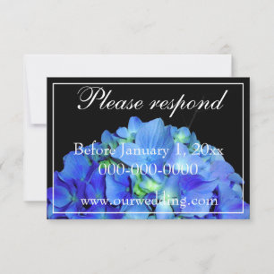 Elegant blue floral roses blue hydrangeas RSVP Save The Date