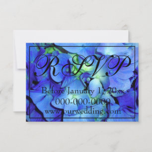 Elegant blue floral roses blue hydrangeas RSVP Save The Date