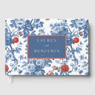 Elegant Blue Floral Roses Guest Book