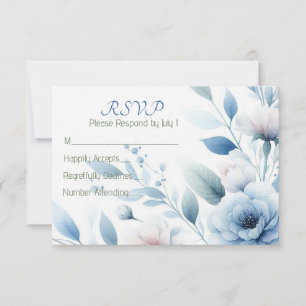 Elegant Blue Floral RSVP Card