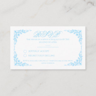 Elegant Blue Floral RSVP Wedding Card